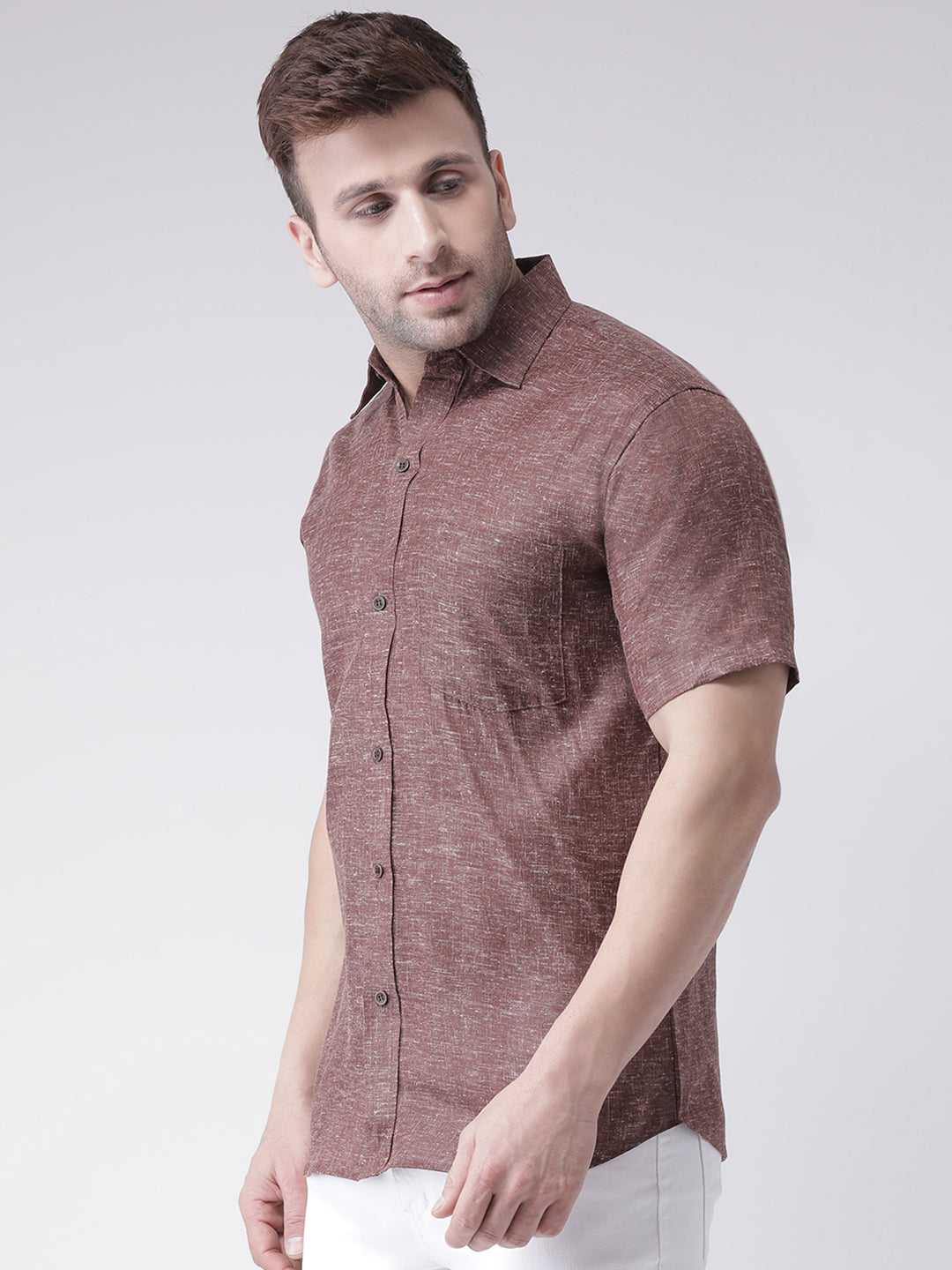RIAG Brown Men's Half Sleeves Shirt | Grocsy