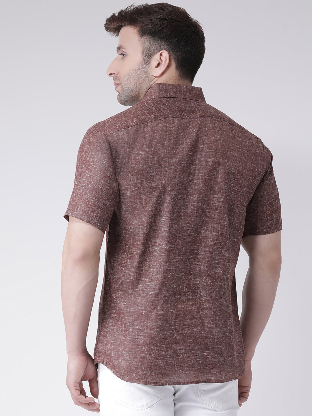 RIAG Brown Men's Half Sleeves Shirt | Grocsy