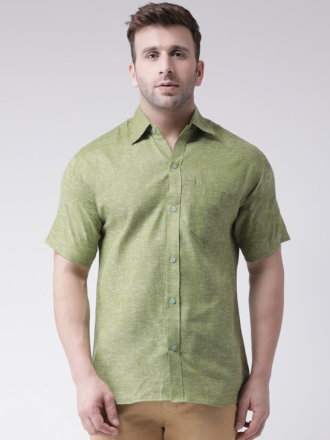 RIAG Green Men's Half Sleeves Shirt | Grocsy