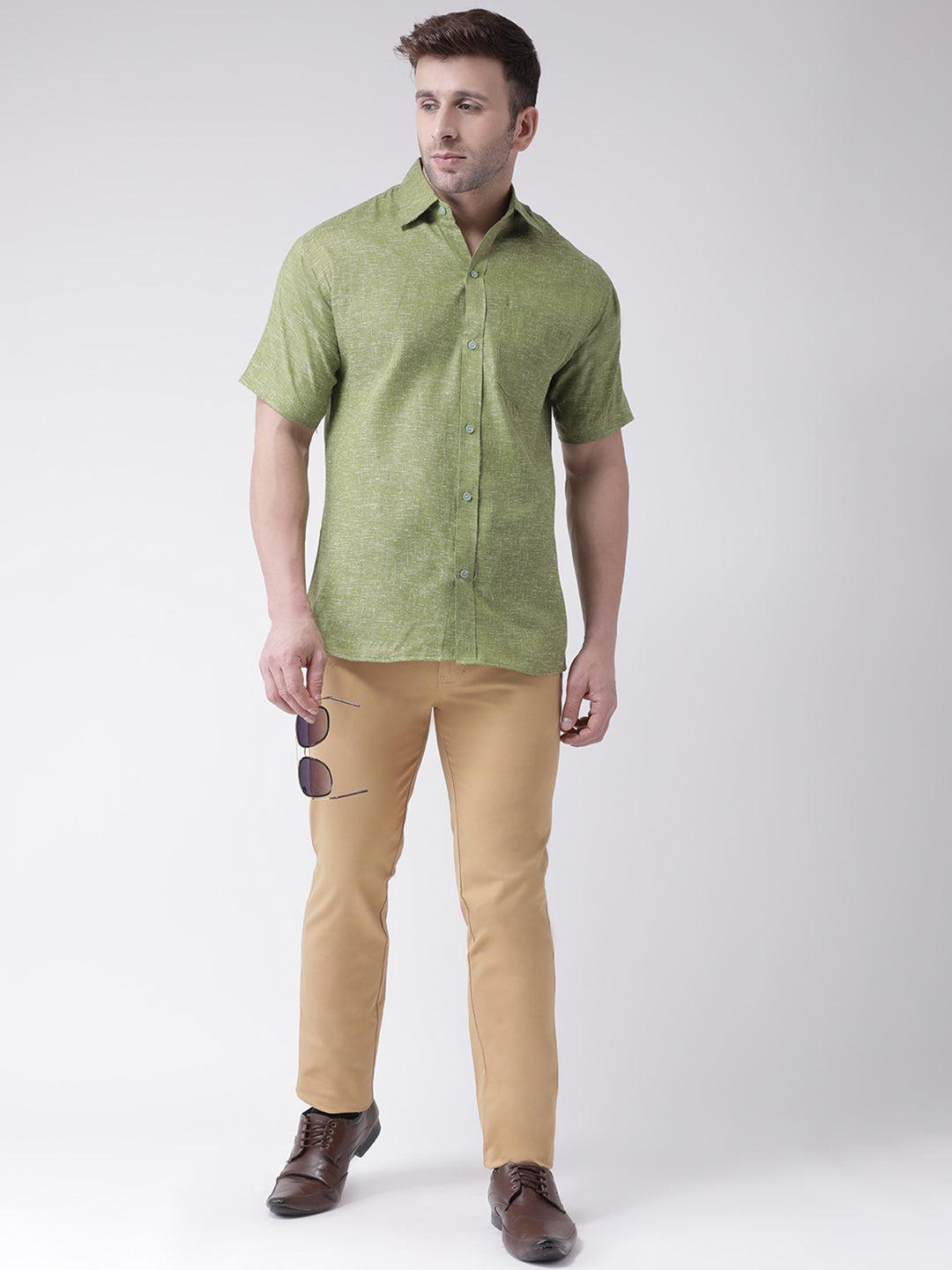 RIAG Green Men's Half Sleeves Shirt | Grocsy