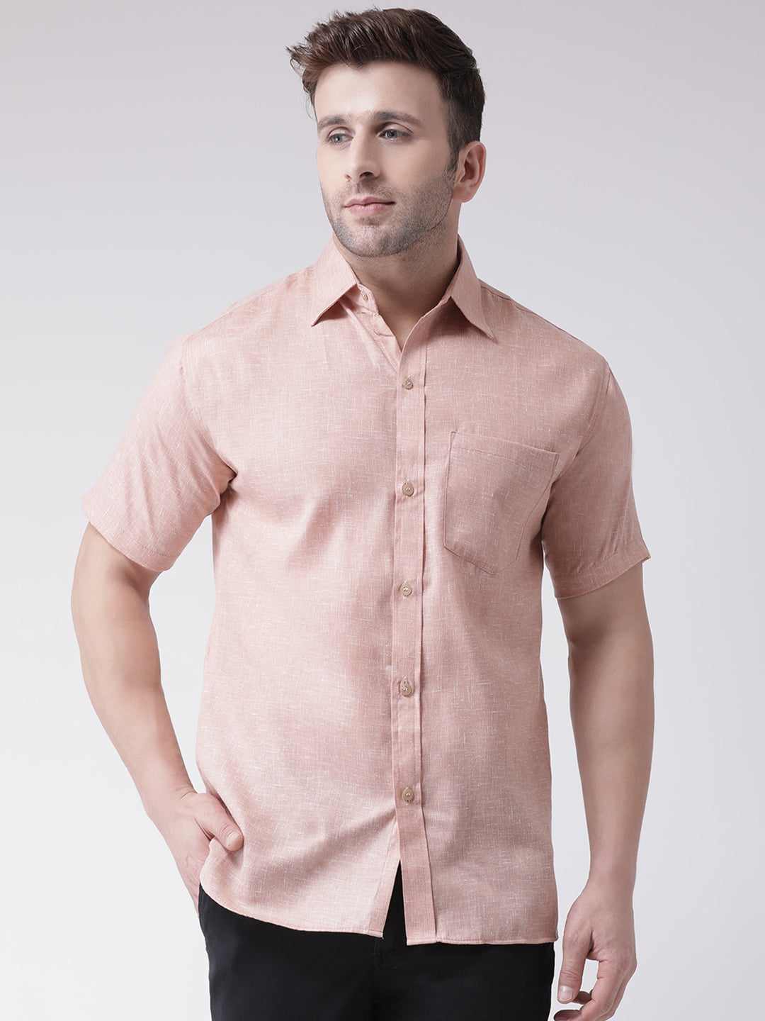 RIAG Beige Men's Half Sleeves Shirt | Grocsy