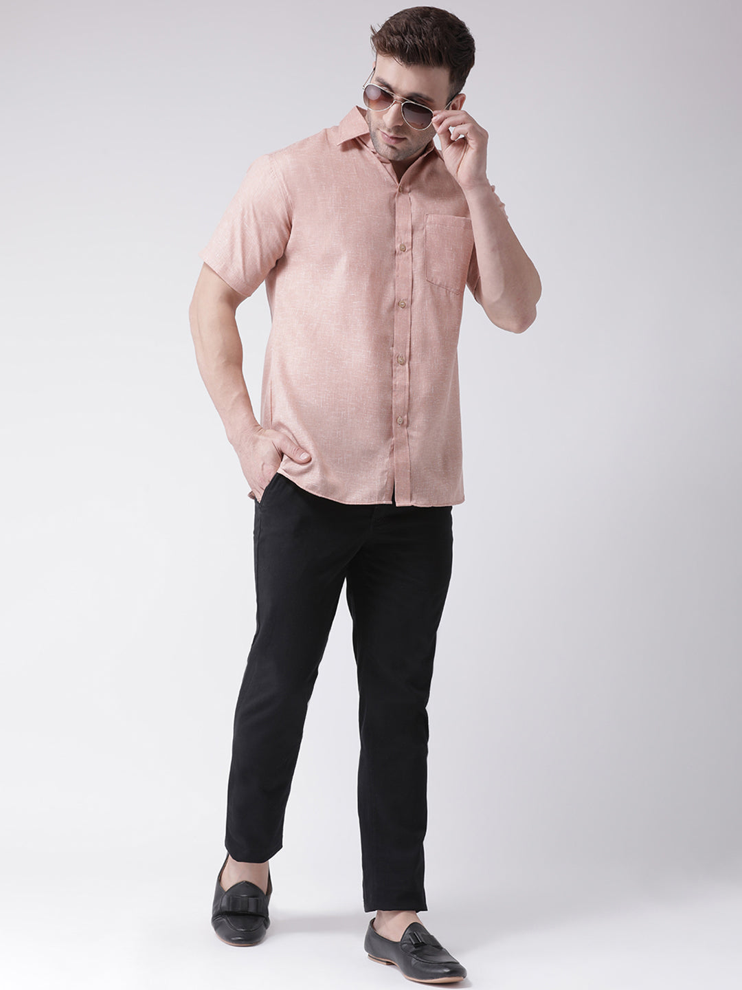 RIAG Beige Men's Half Sleeves Shirt | Grocsy