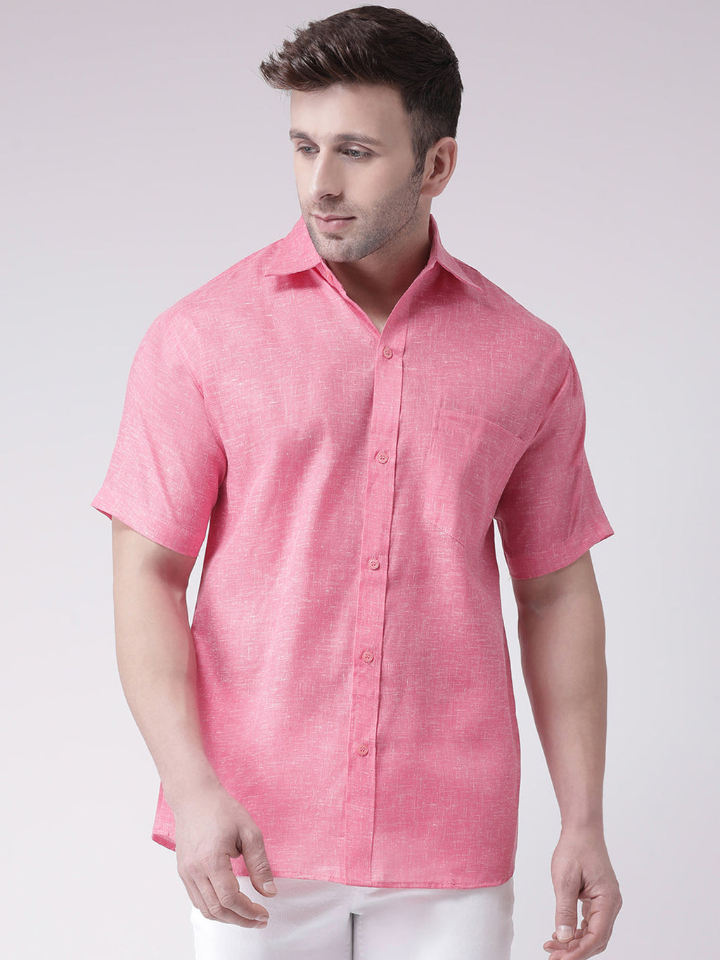 RIAG Pink Men's Half Sleeves Shirt | Grocsy