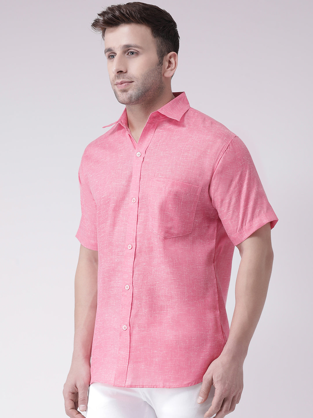 RIAG Pink Men's Half Sleeves Shirt | Grocsy