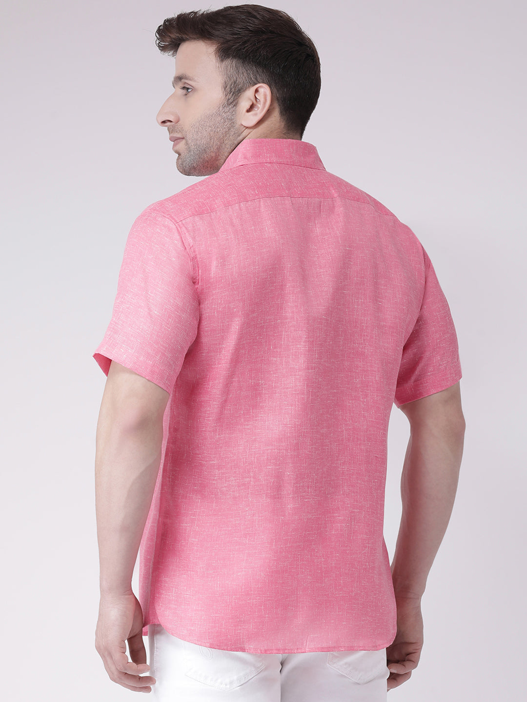 RIAG Pink Men's Half Sleeves Shirt | Grocsy