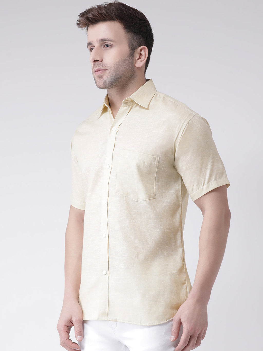 RIAG Beige Men's Half Sleeves Shirt | Grocsy
