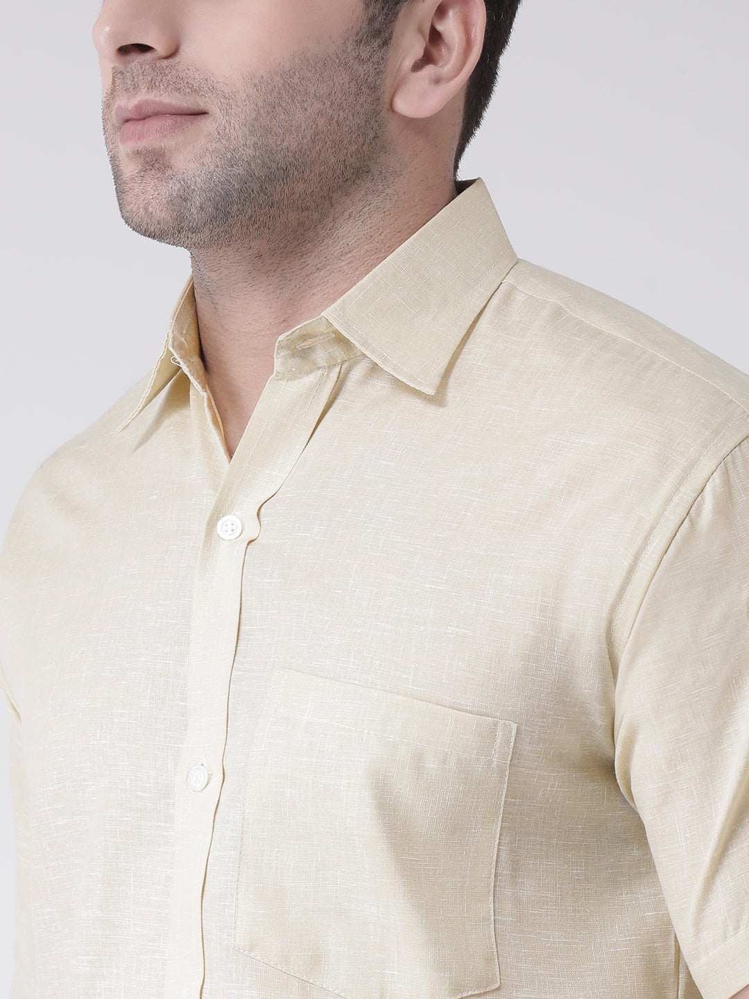 RIAG Beige Men's Half Sleeves Shirt | Grocsy