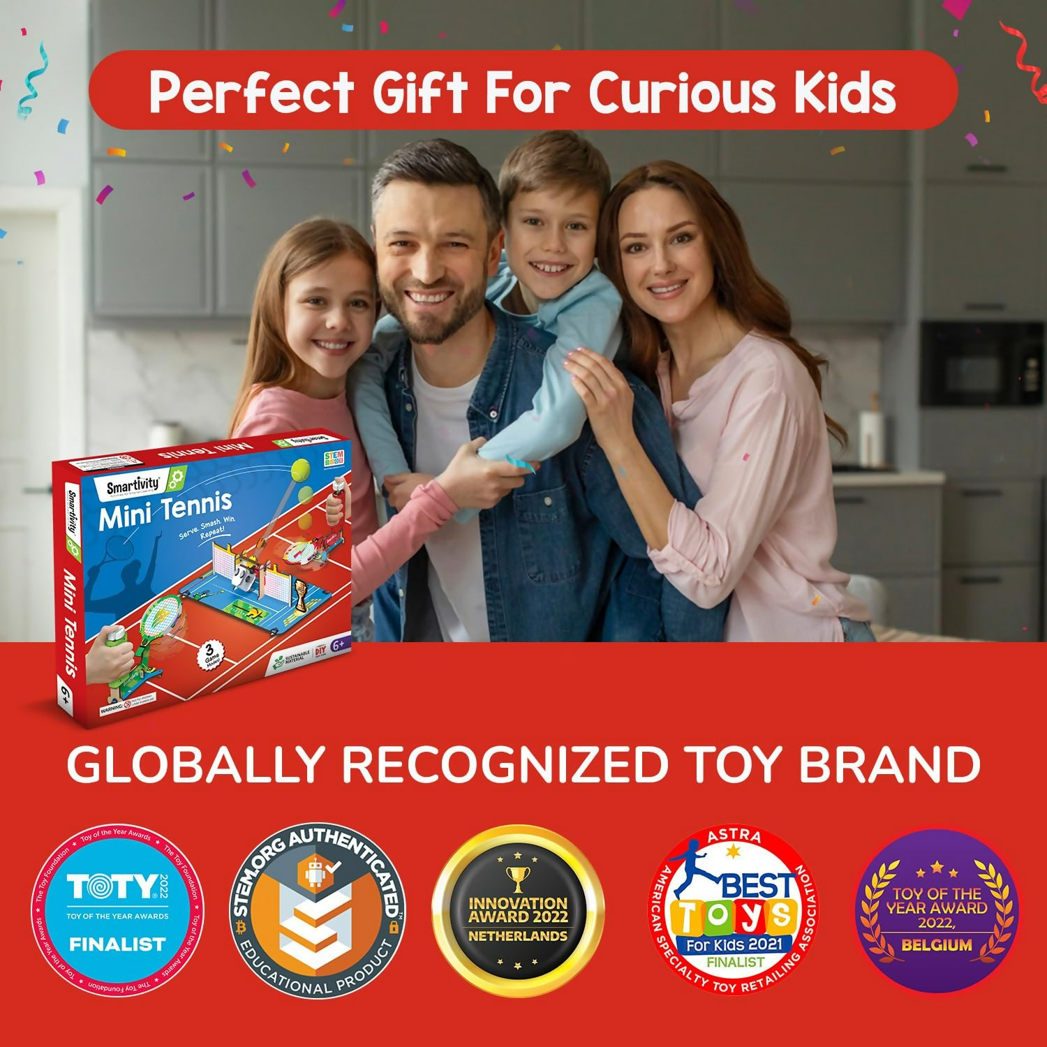 Smartivity Tabletop Tennis Game Kit For Kids 6 To 12, 2-Player Stem Toy With Mechanical Rackets & Scoreboard | Grocsy