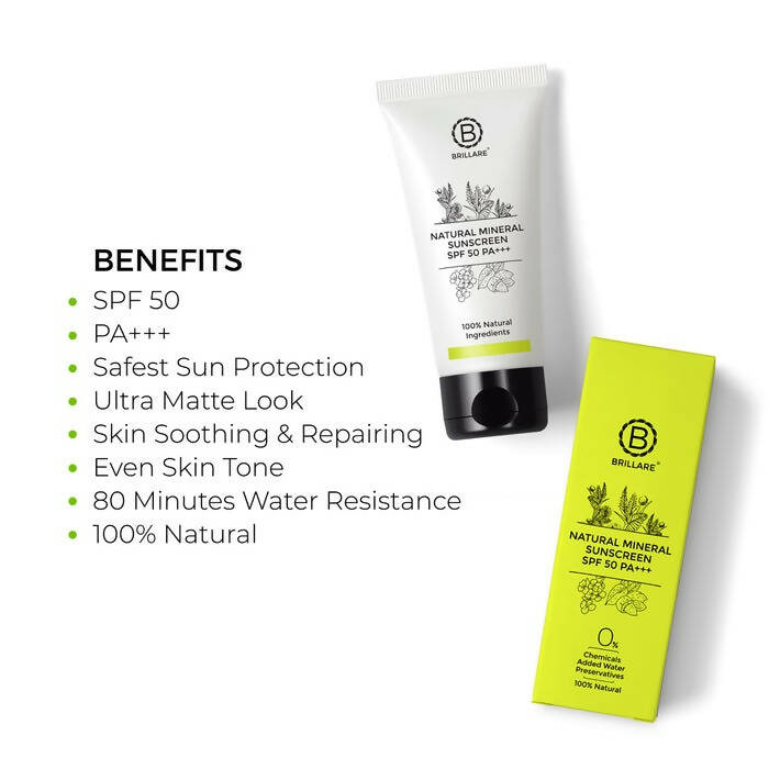 Brillare Natural Mineral Sunscreen Spf 50 | Grocsy