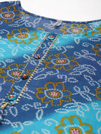Yufta Blue Bandhani Kurta | Grocsy