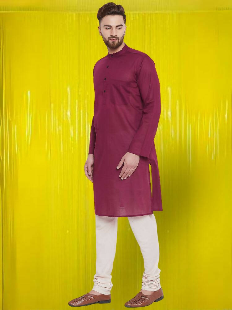 Even Apparels Pure Cotton Maroon Kurta - Maroon | Grocsy