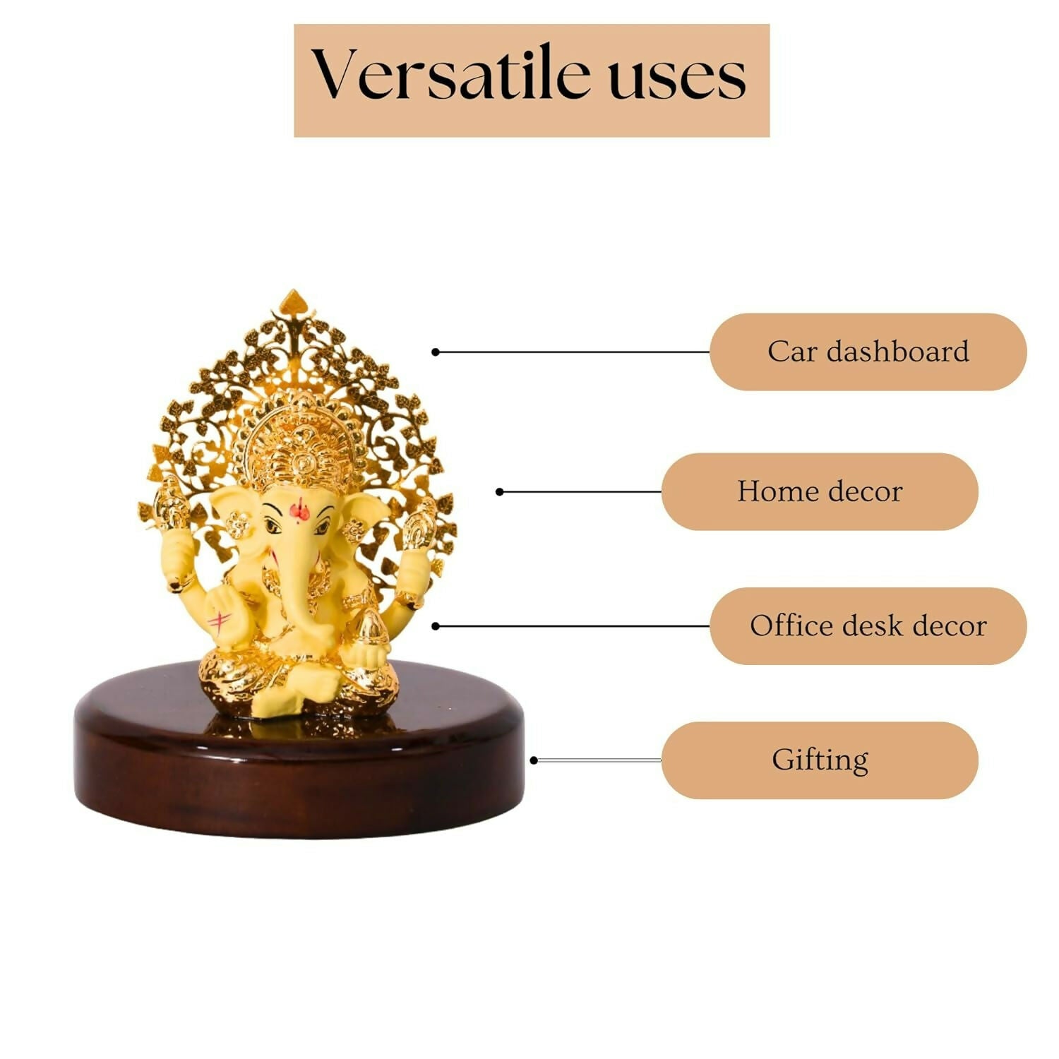 House Of Wemy Gold-Polished Lord Kalpavrikshya Tree Ganesha Idol | Grocsy