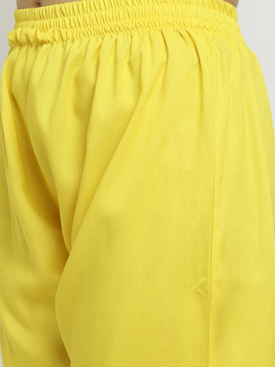 Rudra Bazaar Yellow Yoke Kurta with Pyjamas | Grocsy