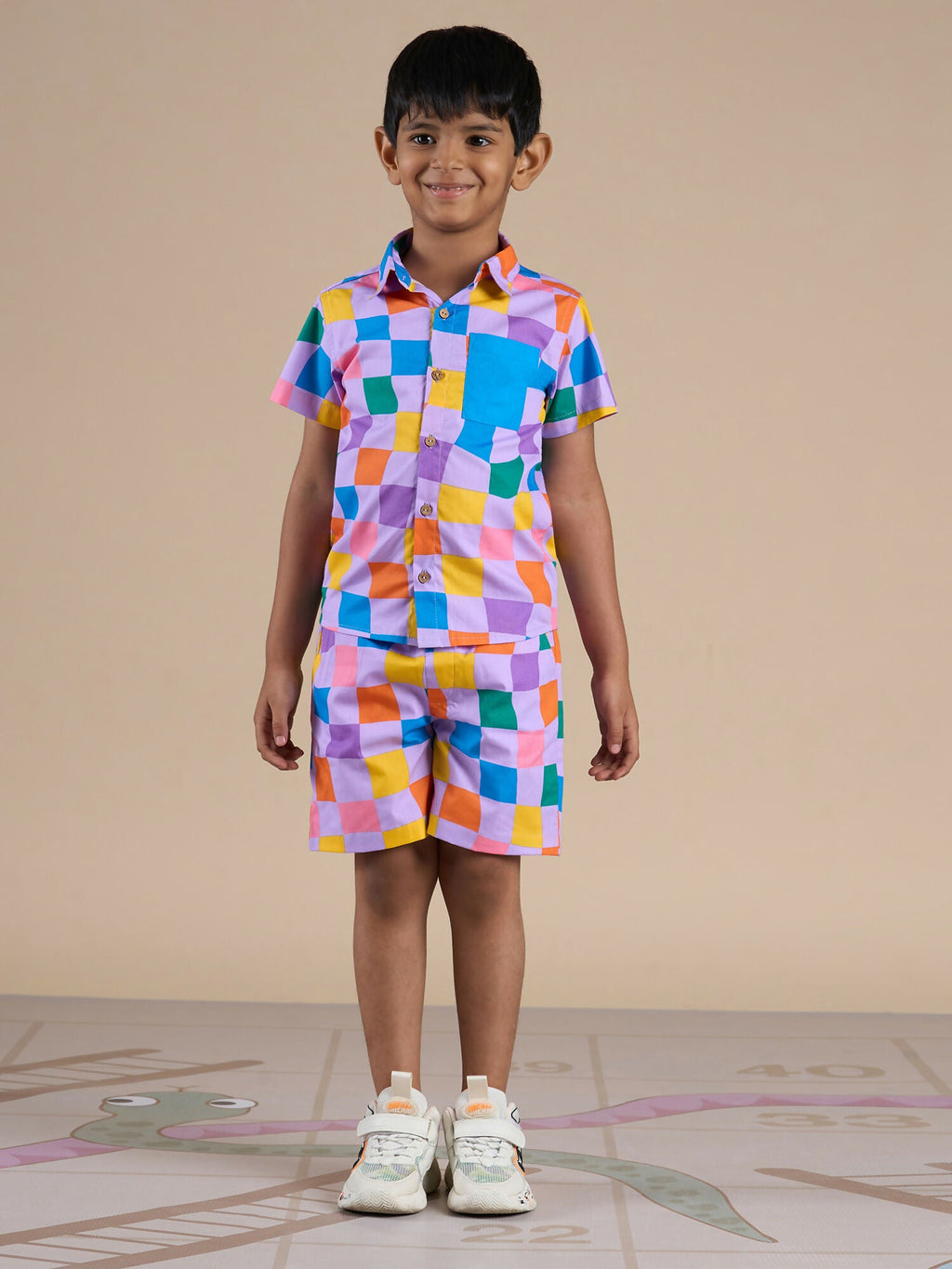 Snakes and Ladders Boys Multi Color Rotary Print Shirt and Boxer Set from Siblings Collection | Grocsy
