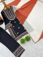 Teeya Creation Womens Trendy Stylish Embroidery Thread Work Black Kurta Set | Grocsy