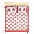 Queen Size 230x270 Cms Jaipuri Hand Block Printed Traditional 144TC Cotton Bedsheet with 2 Pillow Covers | Grocsy