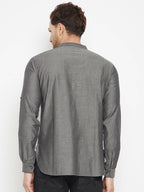 Even Apparels Grey Color Pure Cotton Short Men's Beautiful Kurta With Band Collar | Grocsy