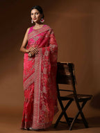 Vamsee Pink Organza Saree | Grocsy