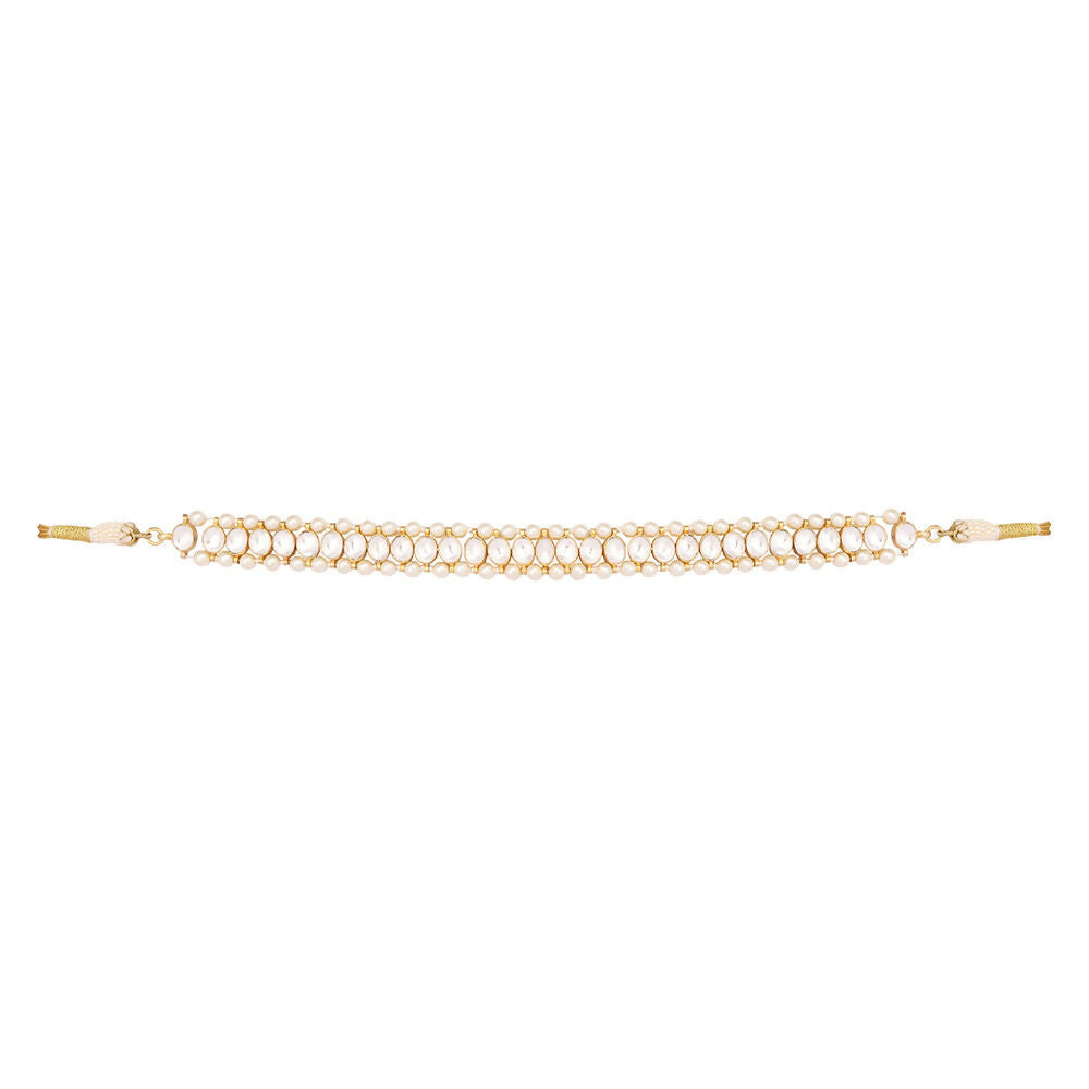 Nuyug 22K Gold Plated Kundan Refined Sleek Matha Patti | Grocsy