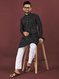 Anaita Black Embroidered Silk Straight Kurta | Grocsy