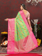 Lorenvalley Fashion Green Cotton Woven Design Zari Meenakari Weaving Saree | Grocsy