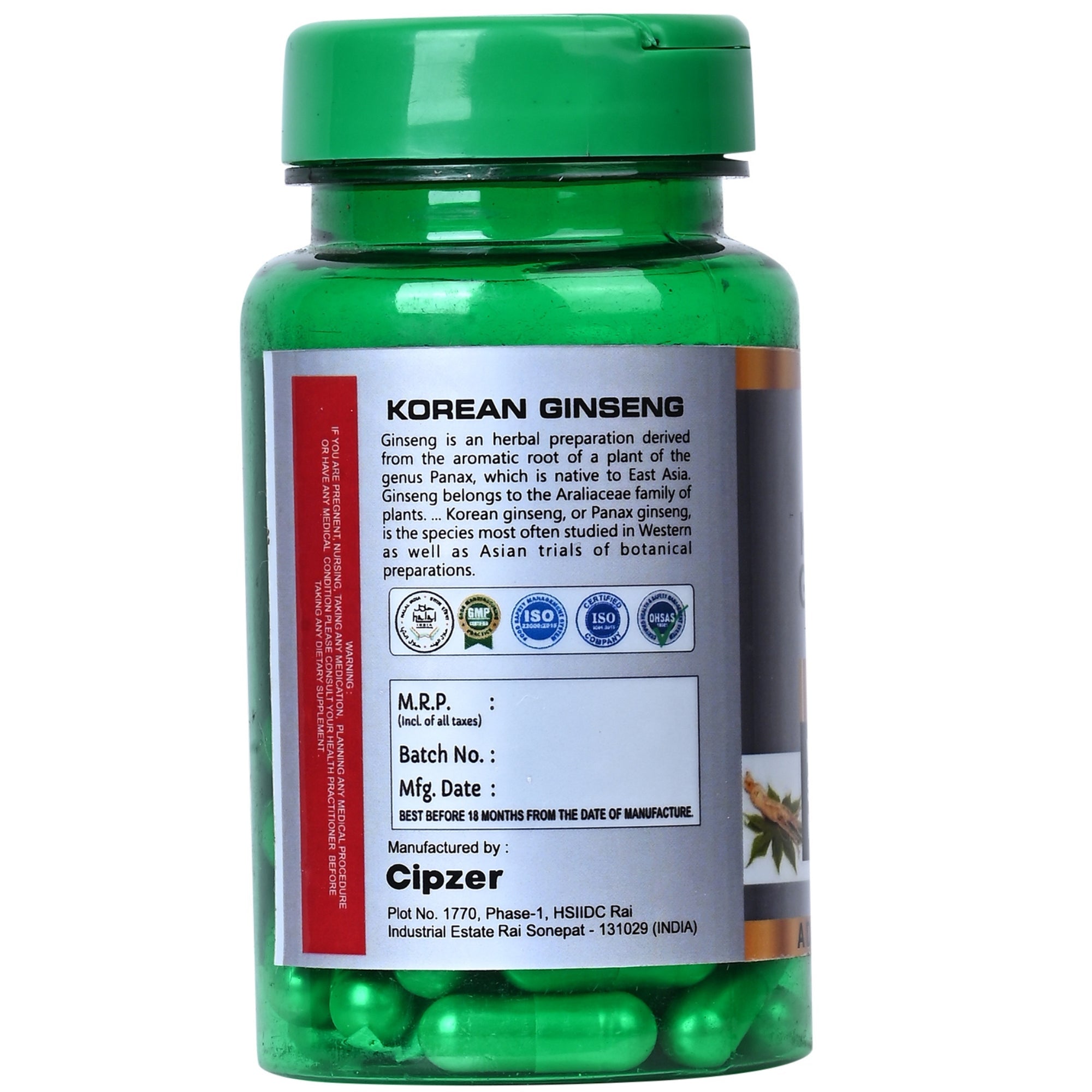 Cipzer Korean Ginseng Capsules | Grocsy
