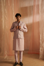 Purple Viscose Designer Printed Men's Kurta Set with Koti - Mahotsav | Grocsy