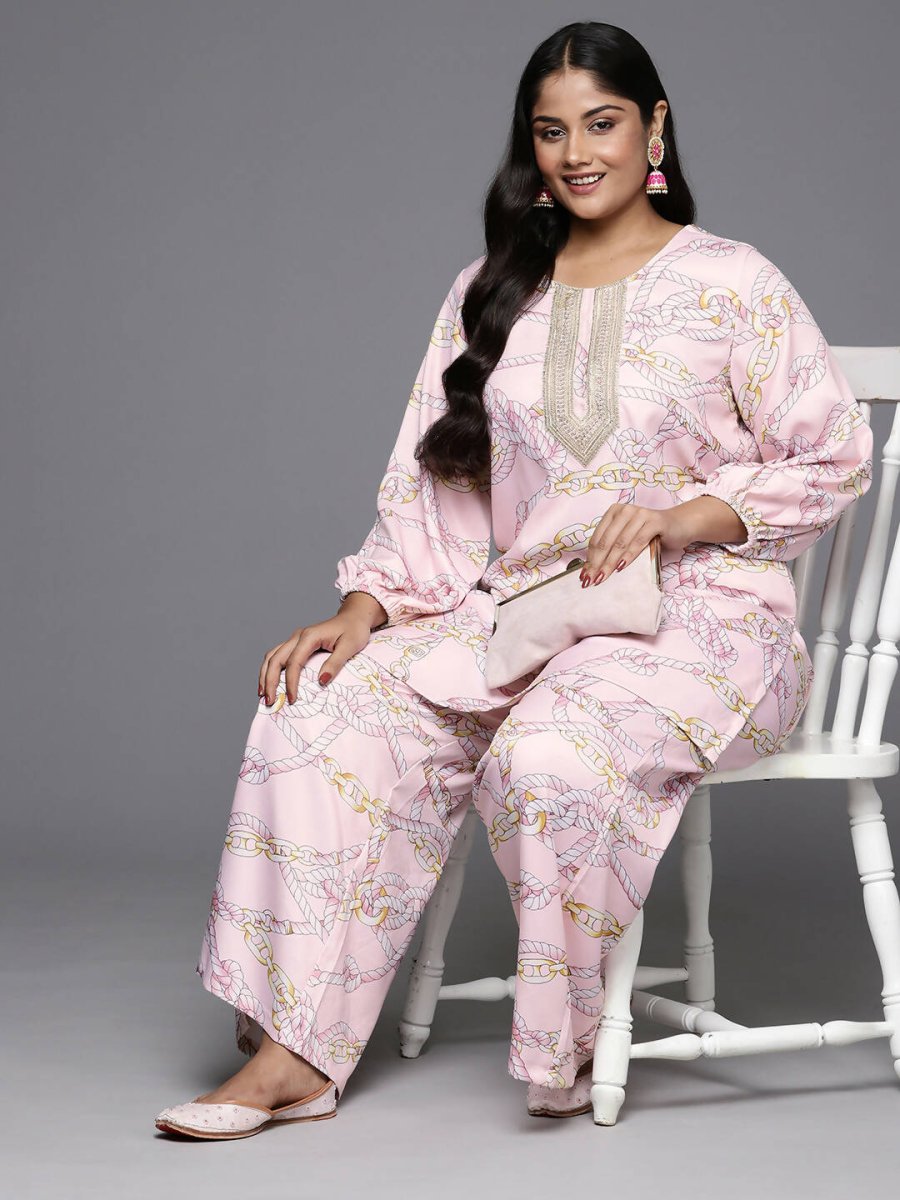 Ahalyaa Women's Traditional Wear Co-ords - Pink | Grocsy