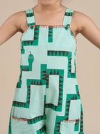 Snakes and Ladders Girls Green Table Print Jumpsuit from Siblings Collection | Grocsy
