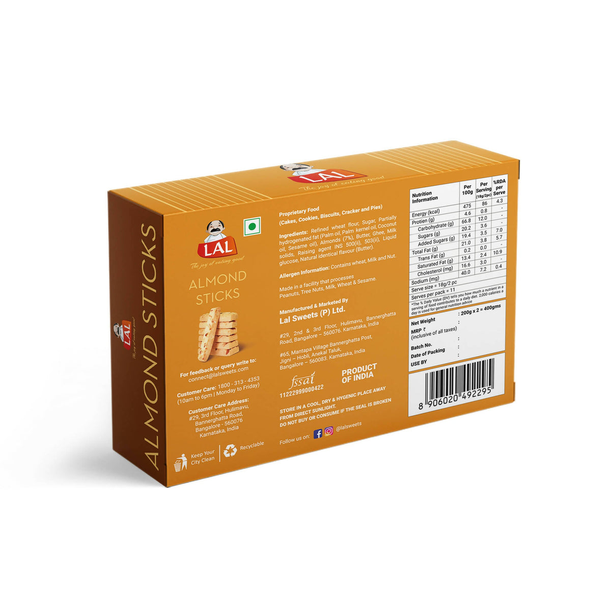 Lal Sweets Almond Sticks Cookies | Grocsy