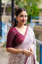 maroon Pure Georgette Warli Saree with Unstitched Blouse - Hiral Fashion | Grocsy