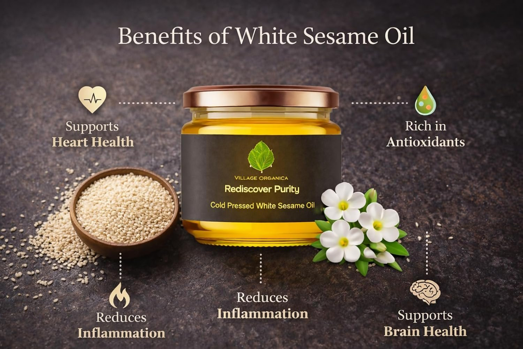 Village-Organica White Sesame Oil | Grocsy