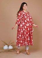 Miravan Women's Plus Size Pure Cotton Floral Printed Anarkali Kurta | Grocsy