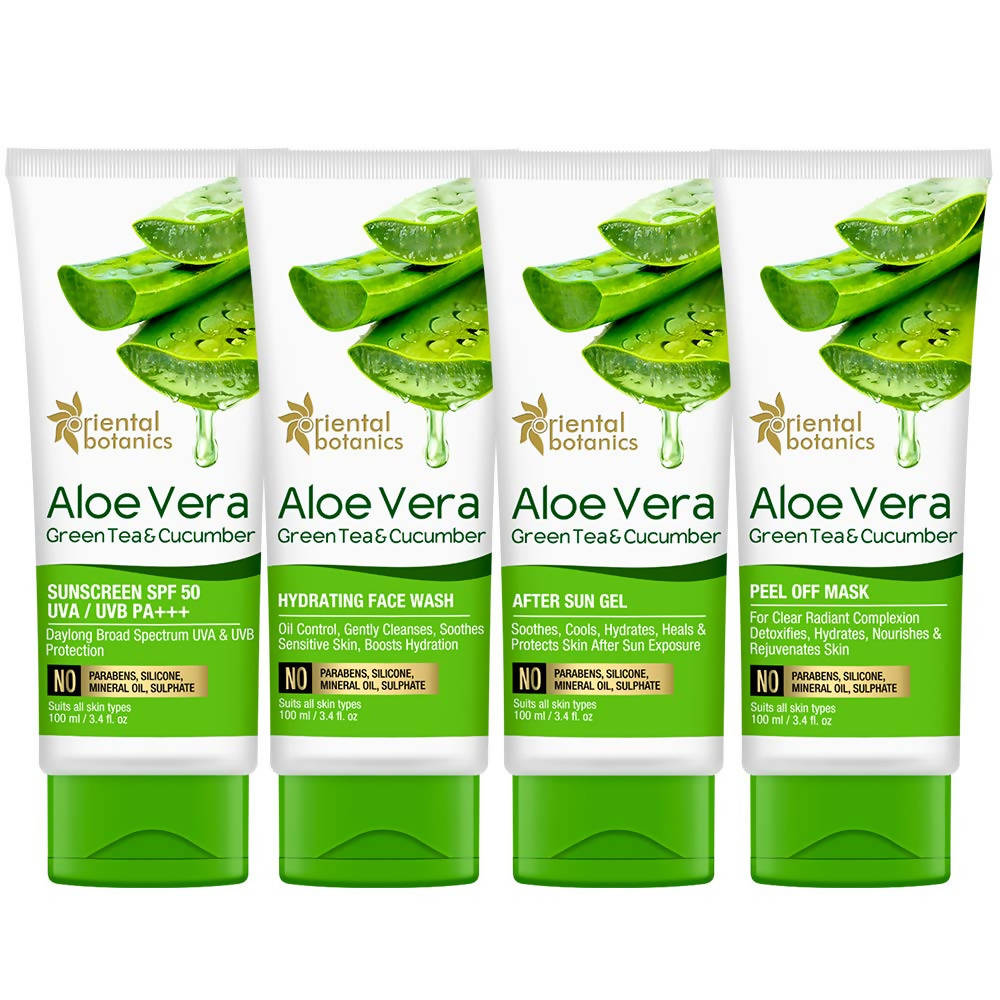 Oriental Botanics Aloe Vera, Green Tea & Cucumber Professional Skin Care Combo | Grocsy