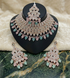Jewel City Kundan Bridal Choker Jewelry Set with Beads | Indian Wedding Necklace, Drop Earrings & Maang Tikka | Grocsy