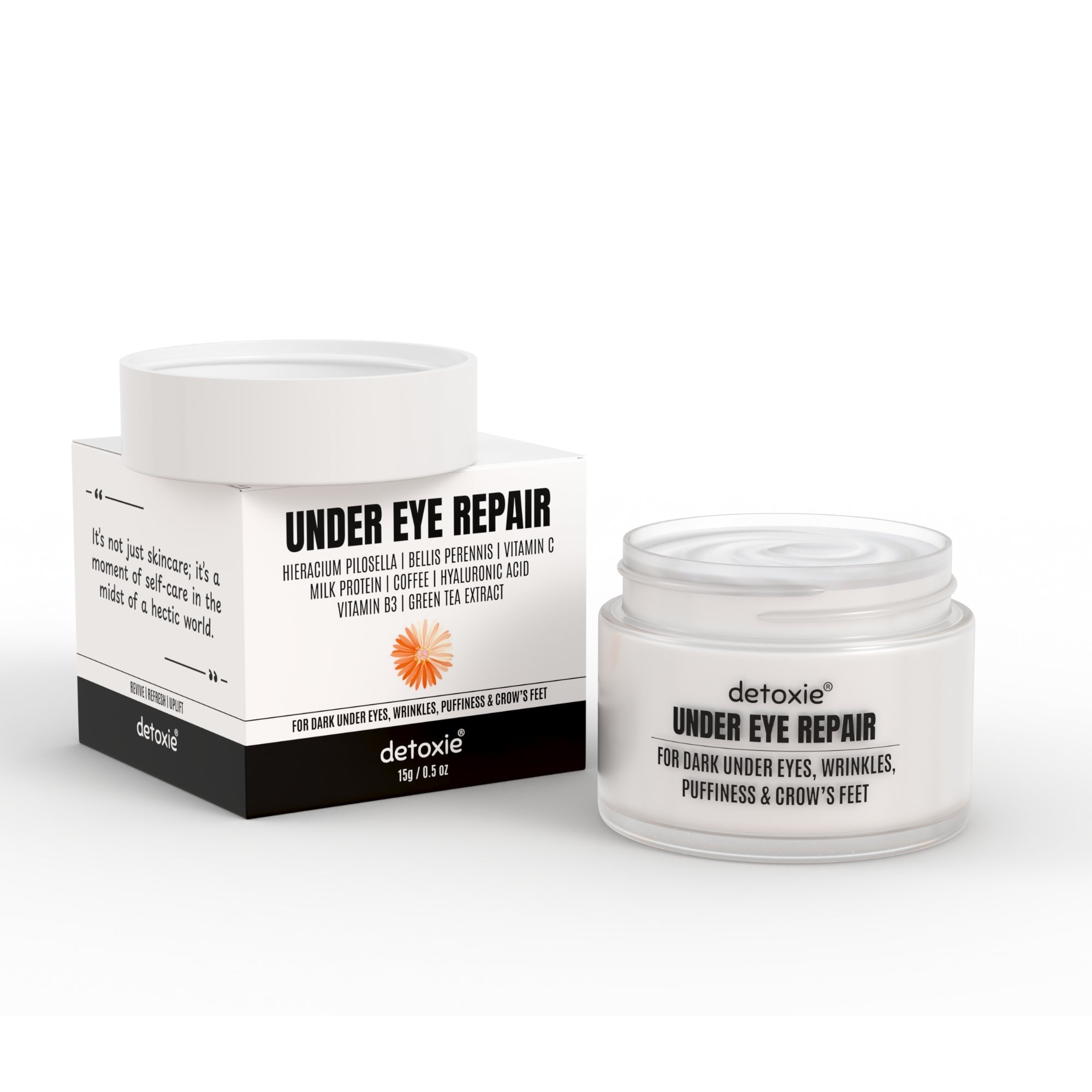 Detoxie Dark Circle & Cortisol Lowering Combo| Cortisol Lowering Serum 30 ml + Under Eye Cream 15gm | Grocsy
