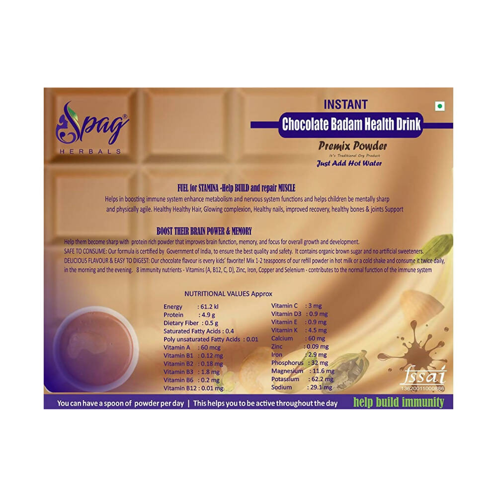 Spag Herbals Cold Instant Chocolate Badam Health Drink | Grocsy