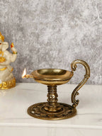CraftVatika Gold-Toned Handmade Oil Lamp Showpiece | Grocsy