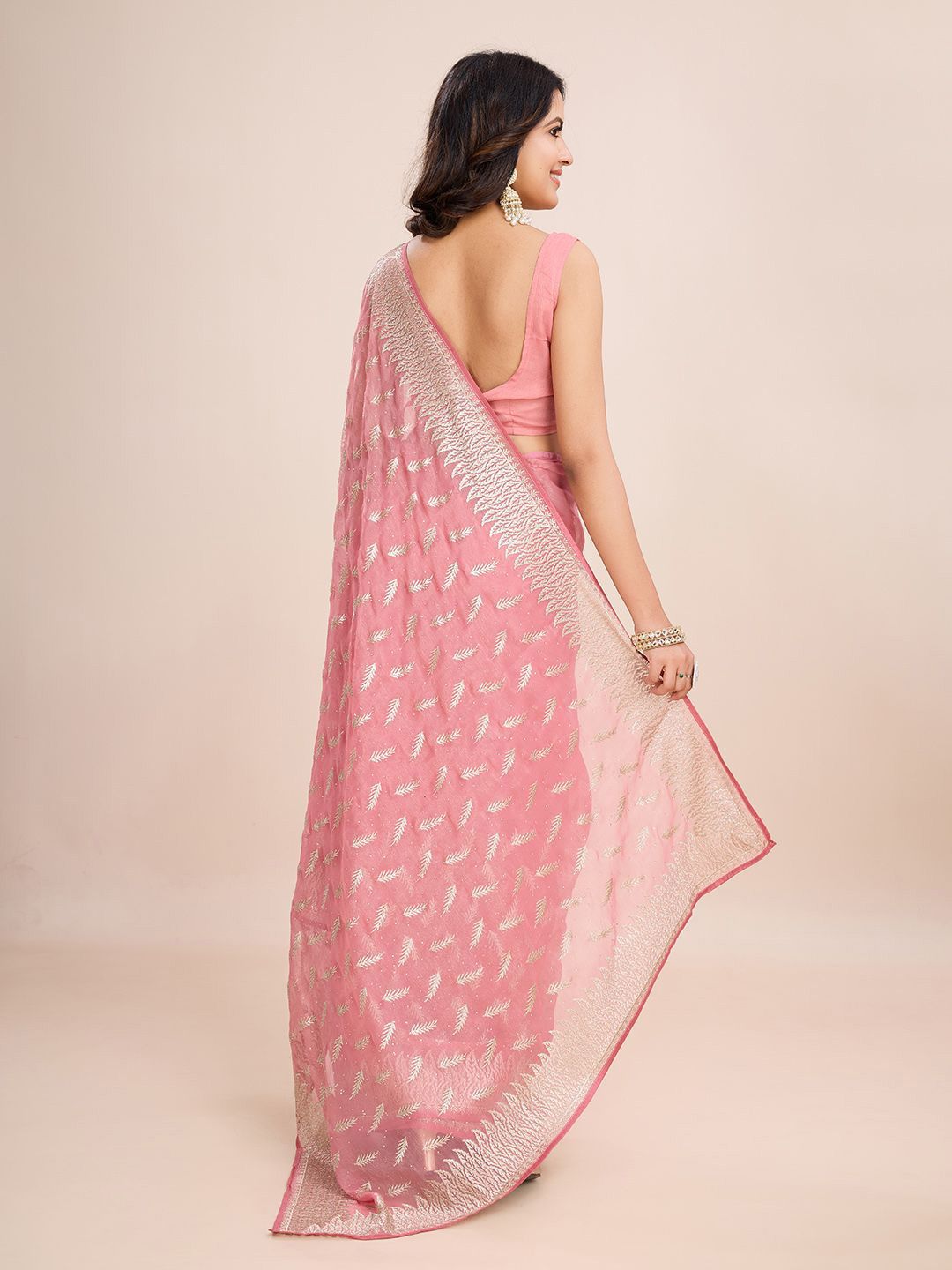 kasee Floral Embroidered Art Silk Ready to Wear Saree | Grocsy