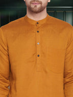 Even Apparels Men's Copper Coloured Linen Kurta | Grocsy