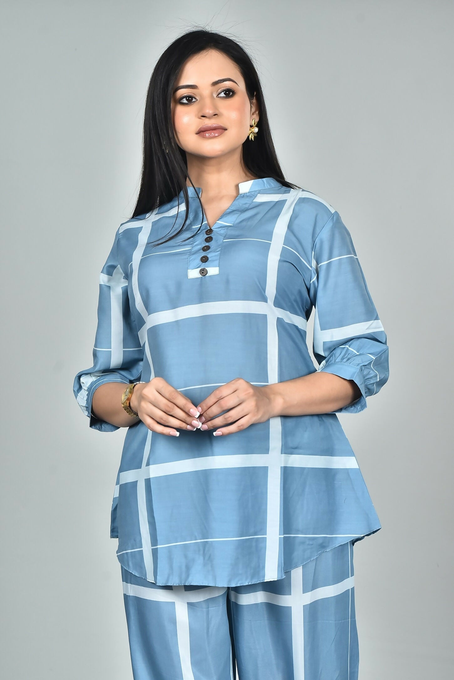 Morchari Digital Print Semi Muslin Co-Ord Set Top & Trouser-Multicolor | Grocsy