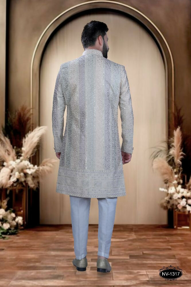 Joban Fashion Men's Cream Base ( Multi-Colour ) Swad Velvet Kurta with Pyjama | Grocsy