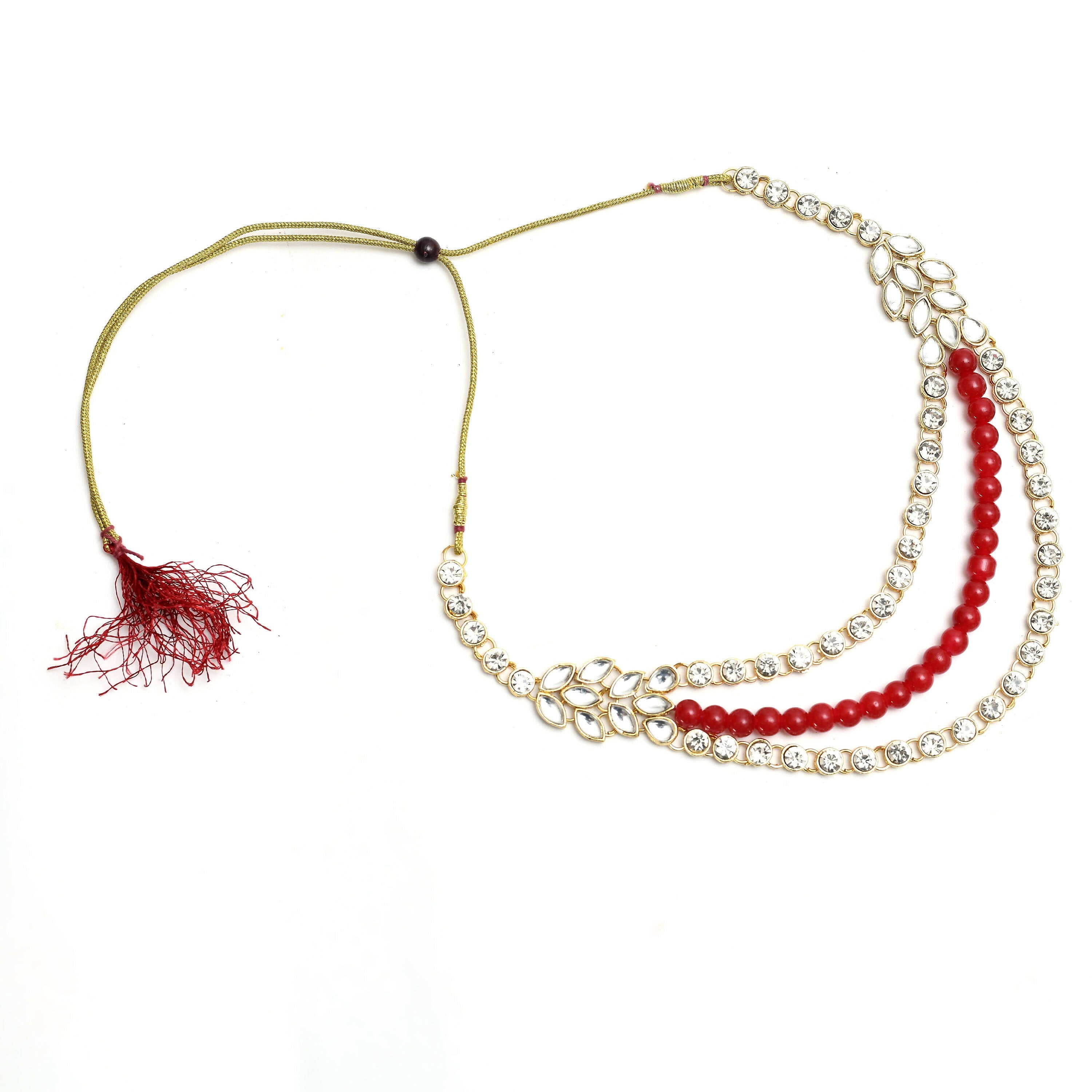 Mominos Fashion Johar Kamal Handicraft Finish White & Red Pearls Choker For Women (White/Red) | Grocsy