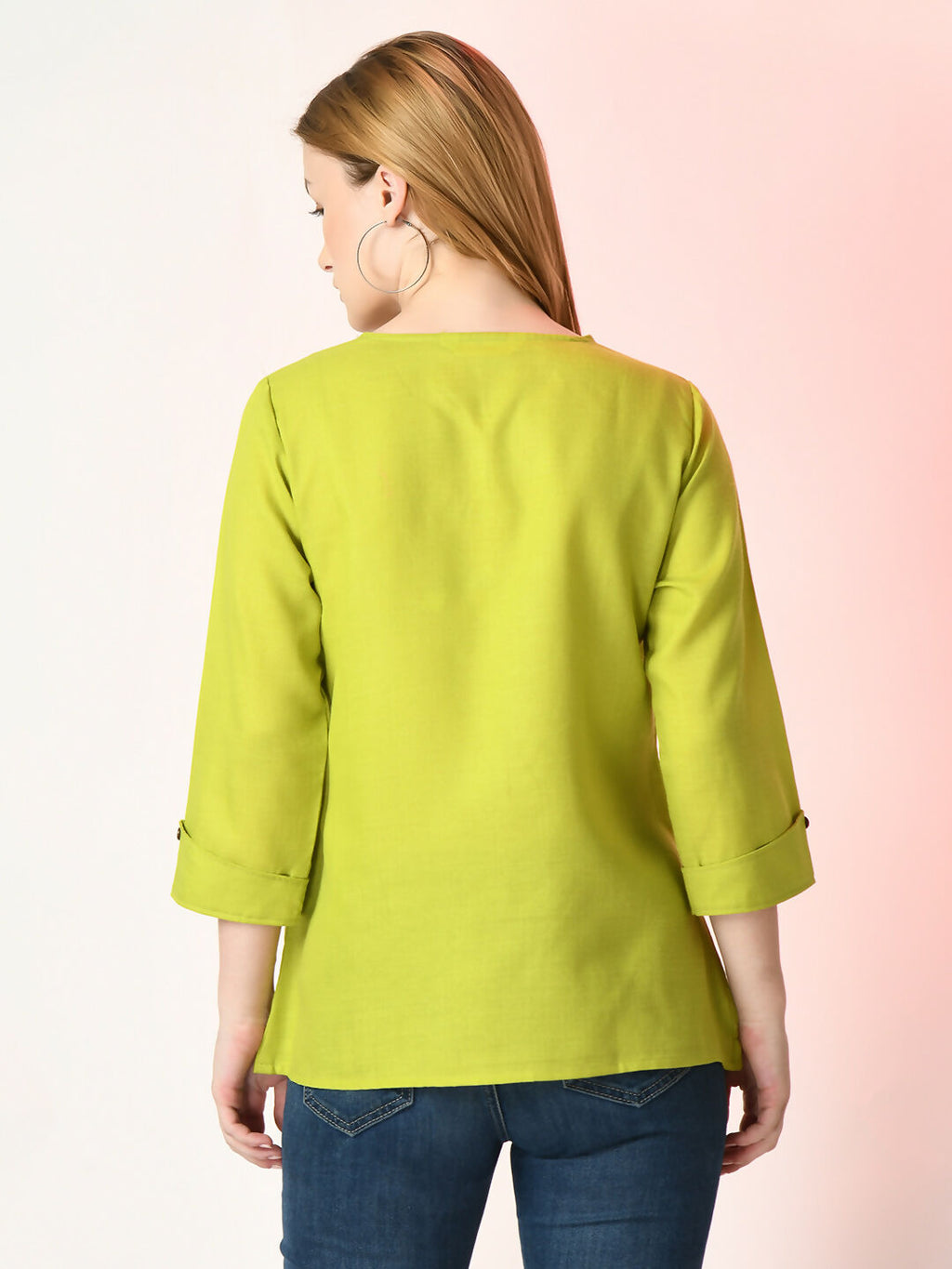 Myshka Women's Green Solid Top | Grocsy