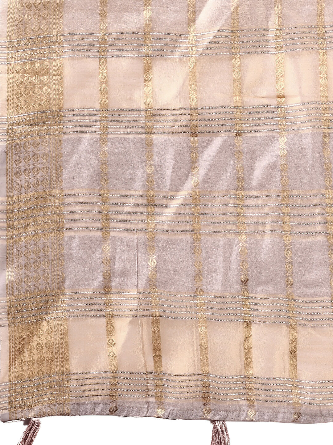 Shree Shyam Fashion Organza Cream Saree | Grocsy