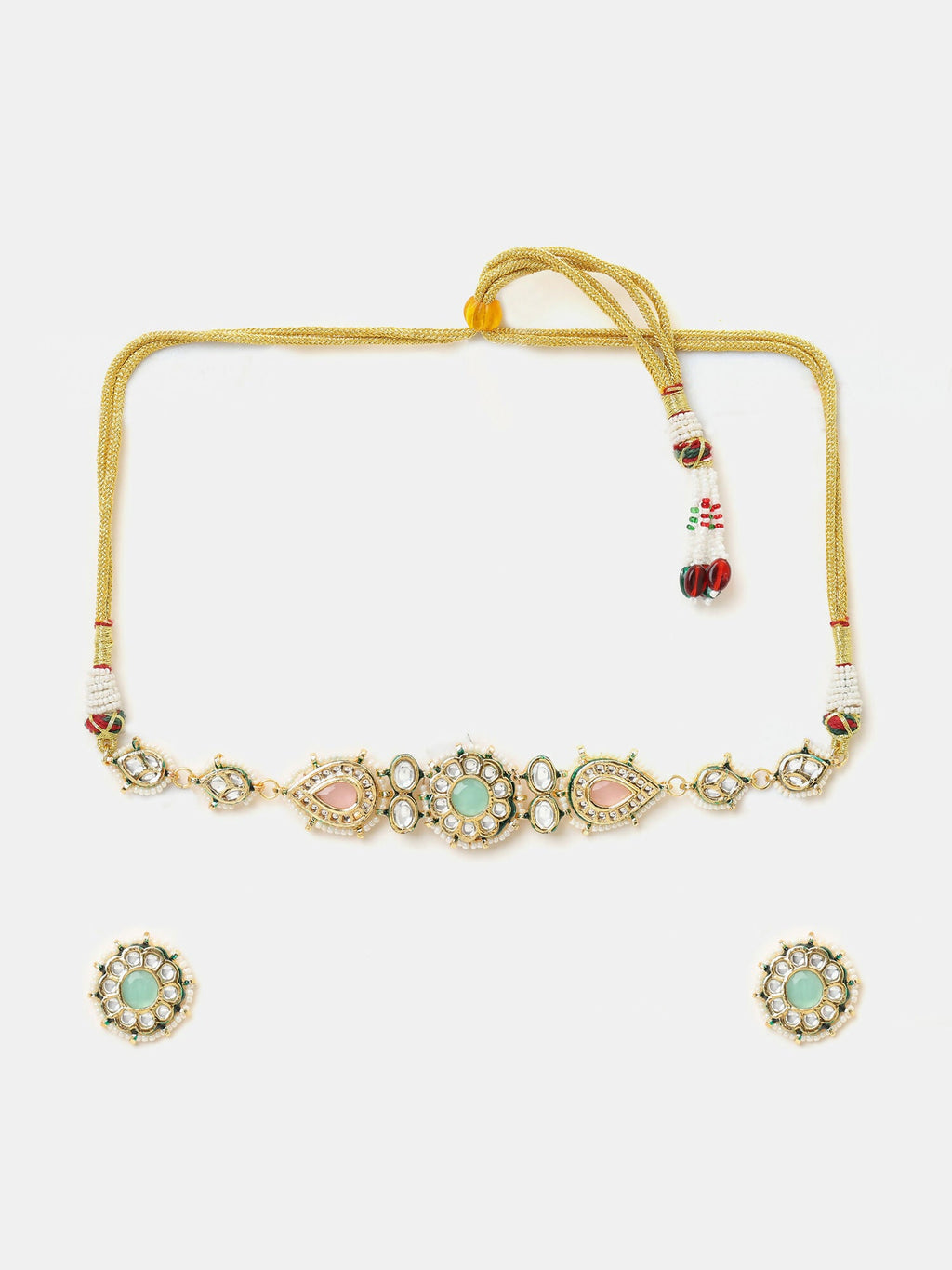 Ruby Raang Kundan Choker Neckpiece With Matching Studs | Grocsy