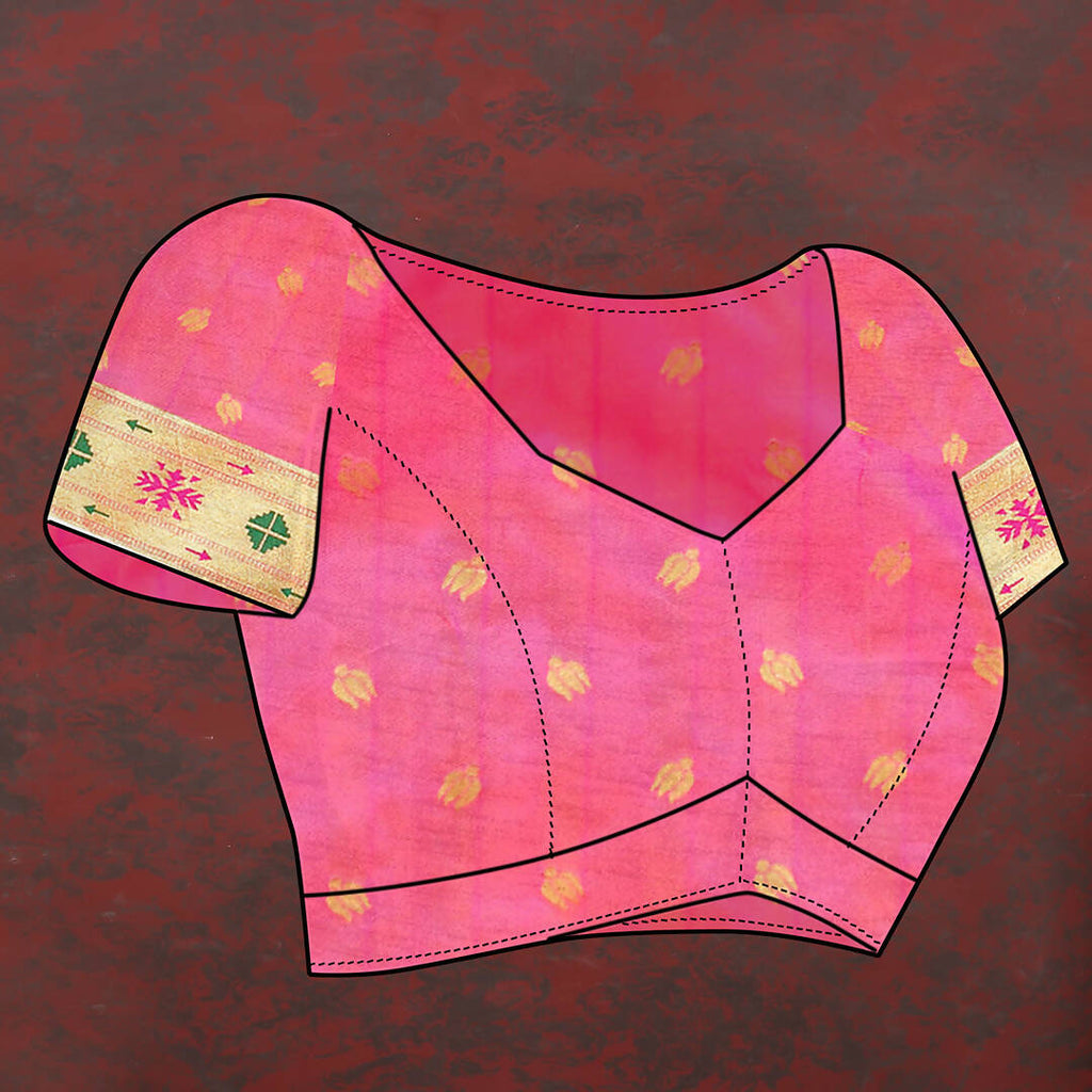 Lorenvalley Fashion Pink Soft Paithani Silk Woven Design Gold Zari Meenakari Weaving Saree | Grocsy
