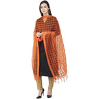 A R Silk Cotton Square Regular Dupatta Orange Color Dupatta or Chunni | Grocsy