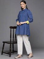 Ahalyaa Women Blue Cotton Printed Tunic | Grocsy