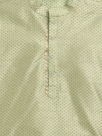 Ahalyaa Green Poly Silk Gold Print Kids Kurta Churidar Set For Boys | Grocsy